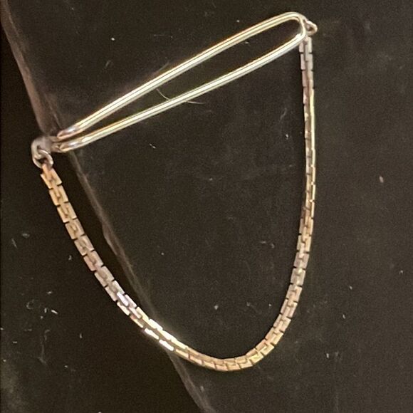 Vintage-1930s-Art Deco Hickok double gold tone tie bar w/Herringbone swag - Picture 5 of 13